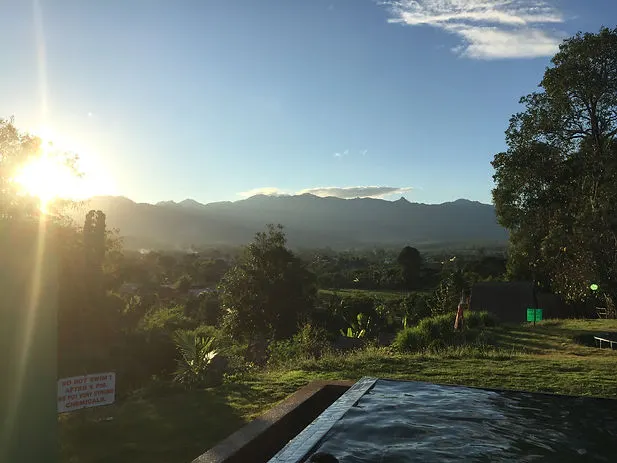 sunset in Pai at the Famous Pai Circus Hostel