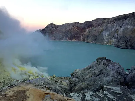 Crater Lake at Indonesia's Ijen Crater (Kawa Ijen) in Java near Banyuwangi
