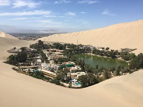 the oasis town of Huacachina in the desert of Peru