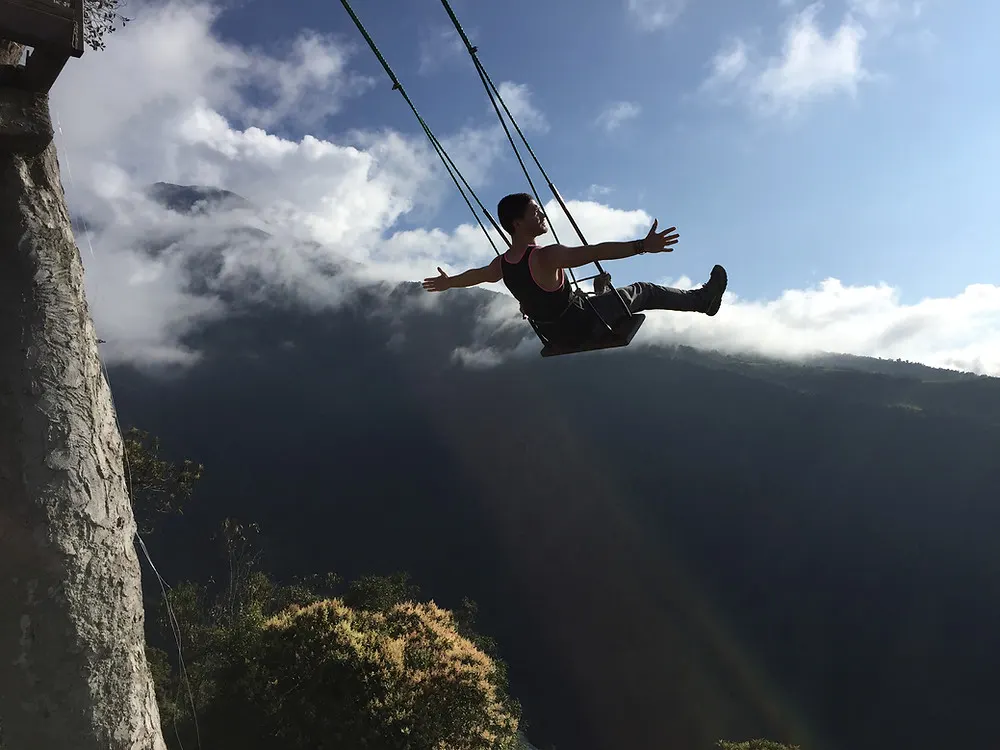 Solo travel at the Casa de Arbol in Banos, Ecuador