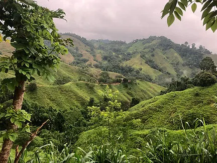 view of the hills on the Lost City Trek or Cuidad Perdida Hike in Santa Marta Colombia