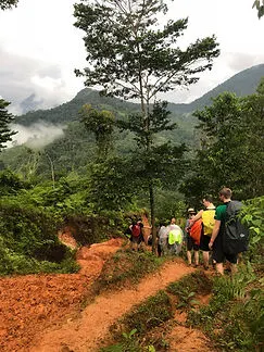 Hikers trekking to the Lost City Trek or Cuidad Perdida Hike in Santa Marta Colombia