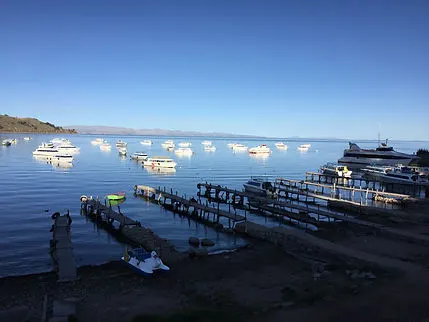 Docks in Puno, Peru on the edge of Lake Titcaca