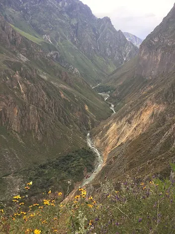 Colca River snaking through Colca Canyon, near Arequipa Peru