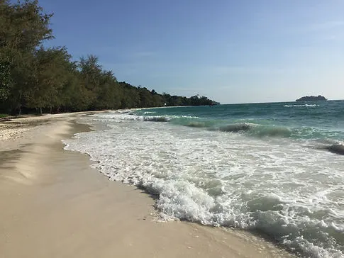 a white sand beach on the paradise isand of Koh Rong in Cambodia