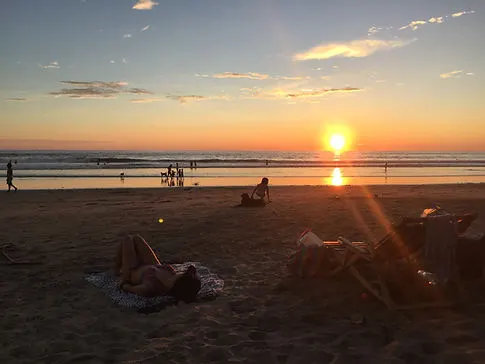 sunset on the beach in Montanita, Ecuador