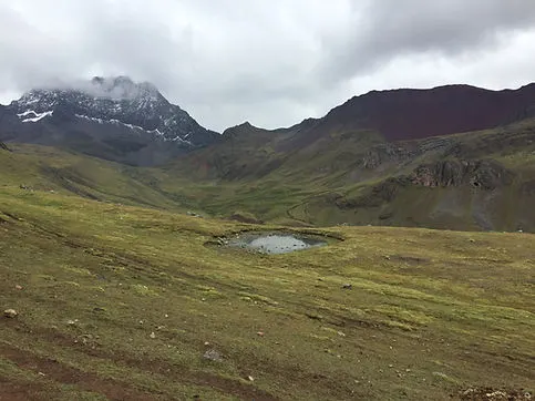 A cloudy day on the Rainbow Mountain Trek in Cusco Peru