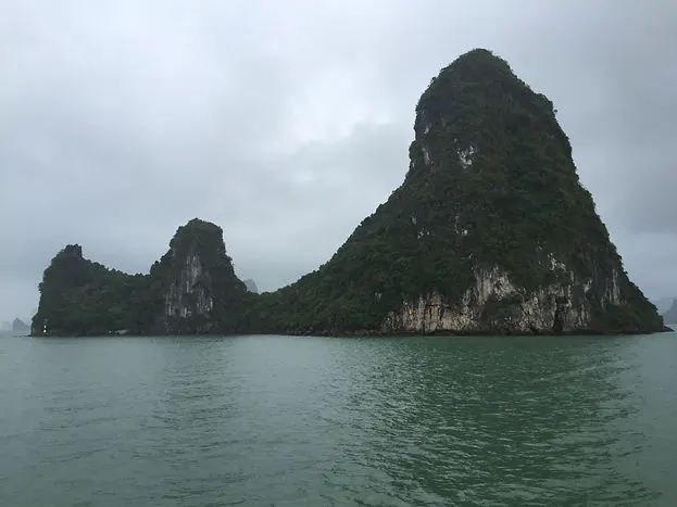 A cloudy day on Halong Bay in Vietnam