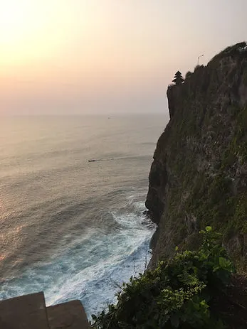 the sea cliffs at Uluwatu Temple in Bali, Indonesia