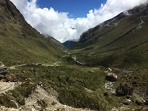 A valley in hills of the Cusco region of Peru