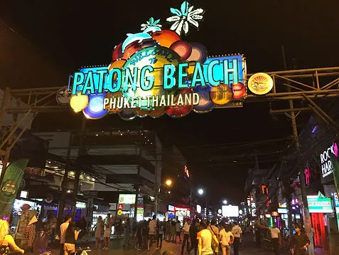 Patong Beach, Phuket at night on Bangla Walking Street
