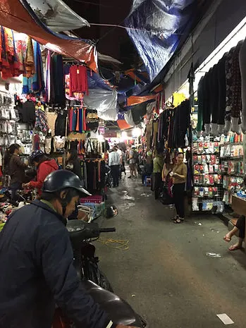 a night market on a side street in Hanoi Vietnam