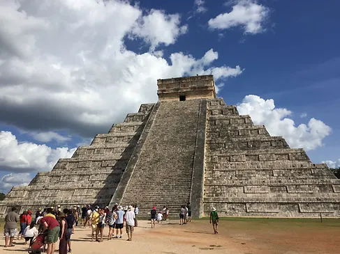 Chichen Itza ruins on a sunny day in Mexico's Yucatan Peninsula